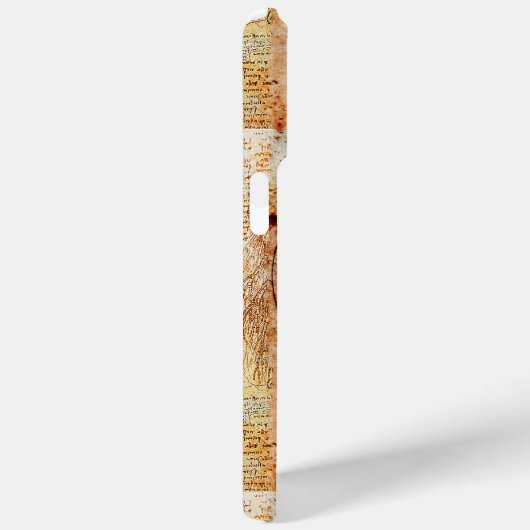 VITRUVIAN MAN Antique Parchment Red Ruby Monogram Case-Mate iPhone Hülle (Rückseite / Rechts)