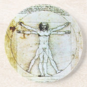 VITRUVIAN MAN Antique Parchment Sandstein Untersetzer (Vorne)