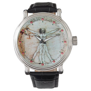 VITRUVIAN MAN Antique Perchment Armbanduhr