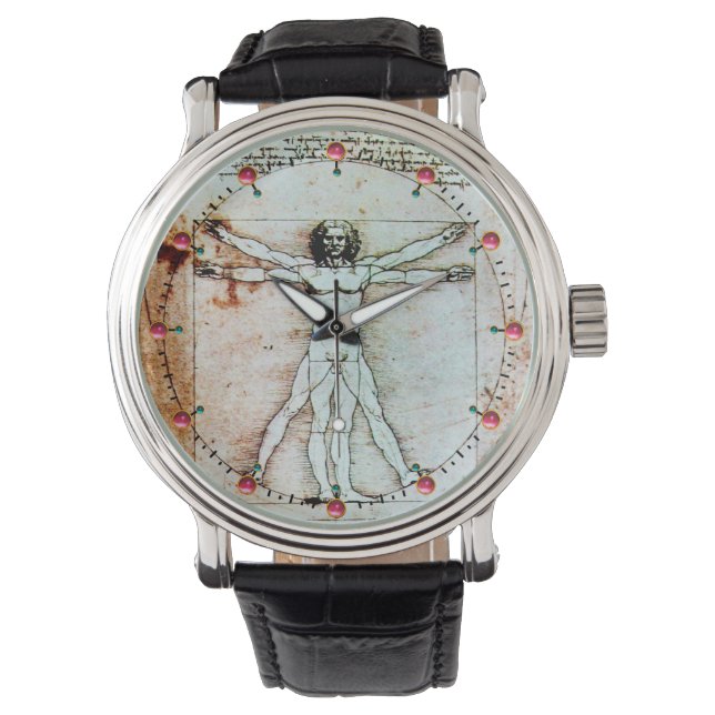VITRUVIAN MAN Antique Perchment Armbanduhr (Vorderseite)
