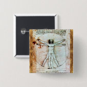 VITRUVIAN MAN Antique Perchment Button (Vorne & Hinten)