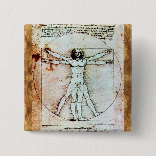 VITRUVIAN MAN Antique Perchment Button (Vorderseite)