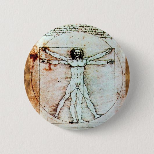 VITRUVIAN MAN Antique Perchment Button (Vorderseite)