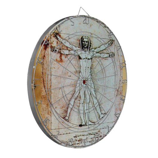 VITRUVIAN MAN Antique Perchment Dartscheibe (Vorderseite Links)