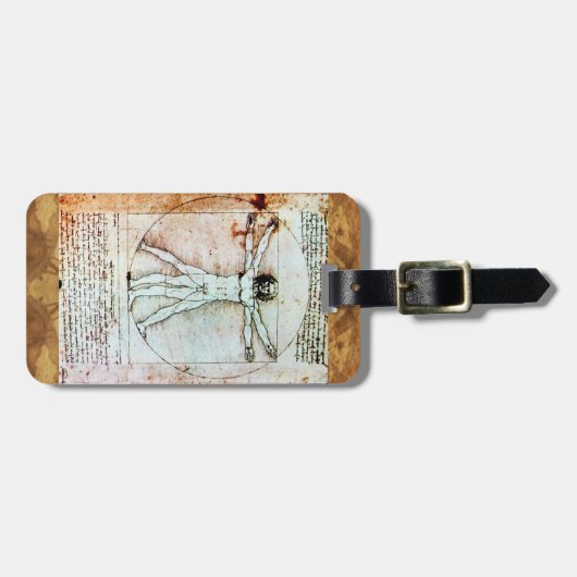 VITRUVIAN MAN Antique Perchment Gepäckanhänger (Vorderseite horizontal)