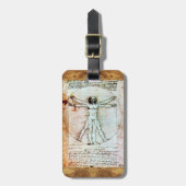 VITRUVIAN MAN Antique Perchment Gepäckanhänger (Vorderseite vertikal)