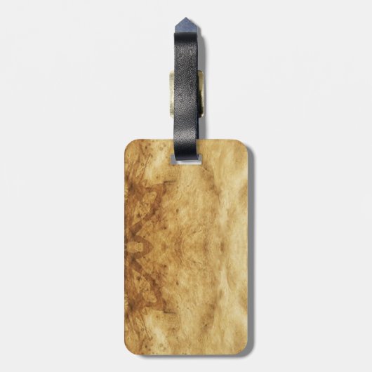 VITRUVIAN MAN Antique Perchment Gepäckanhänger (Rückseite vertikal)