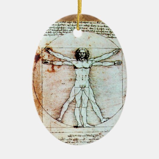 VITRUVIAN MAN Antique Perchment Keramik Ornament (Vorne)