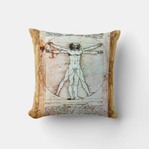VITRUVIAN MAN Antique Perchment Kissen