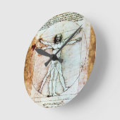 VITRUVIAN MAN Antique Perchment Runde Wanduhr (Winkel)