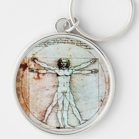 VITRUVIAN MAN Antique Perchment Schlüsselanhänger (Vorne)