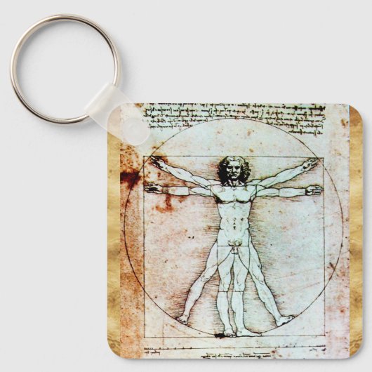 VITRUVIAN MAN Antique Perchment Schlüsselanhänger (Vorderseite)