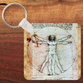 VITRUVIAN MAN Antique Perchment Schlüsselanhänger (Vorderseite)
