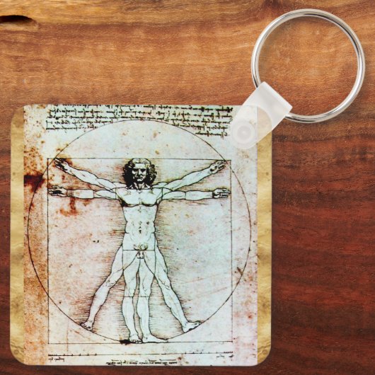 VITRUVIAN MAN Antique Perchment Schlüsselanhänger (Rückseite)