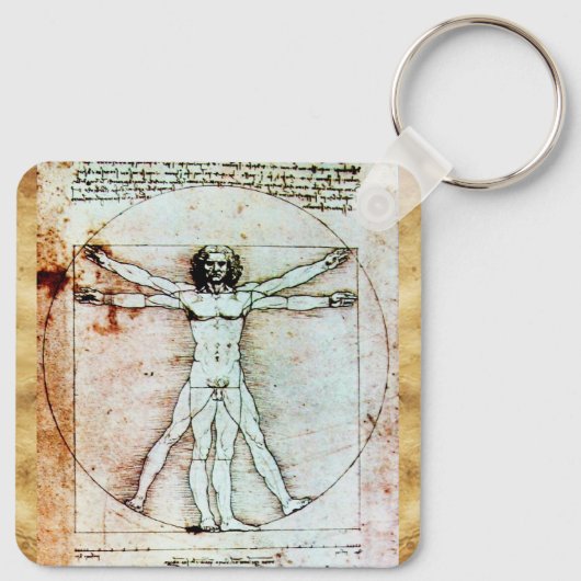 VITRUVIAN MAN Antique Perchment Schlüsselanhänger (Rückseite)