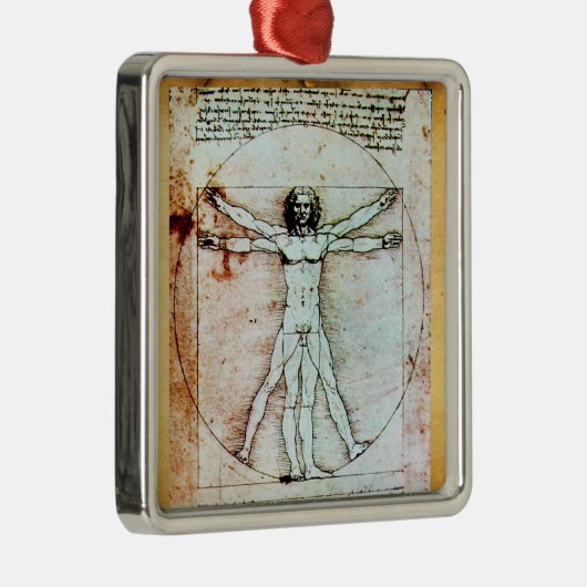 VITRUVIAN MAN Antique Perchment Silbernes Ornament (Rechts)