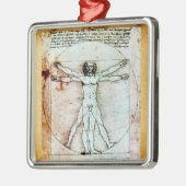 VITRUVIAN MAN Antique Perchment Silbernes Ornament (Links)