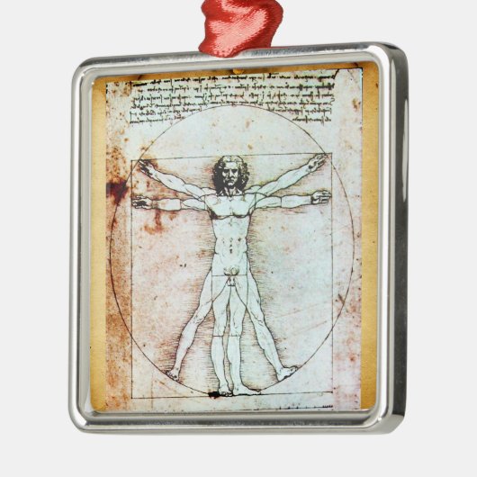 VITRUVIAN MAN Antique Perchment Silbernes Ornament (Links)