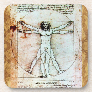 VITRUVIAN MAN Antique Perchment Untersetzer