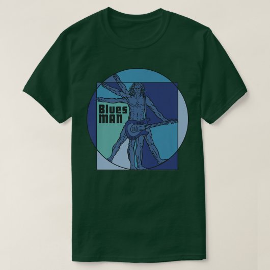 Vitruvian Man as Blues Man playing Electrified Gui T-Shirt (Design vorne)