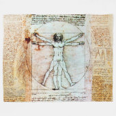 VITRUVIAN MAN by Leonardo Antique Fleecedecke (Vorderseite (Horizontal))