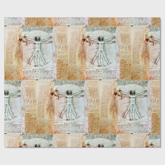 VITRUVIAN MAN by Leonardo Antique Geschenkpapier (Flach)