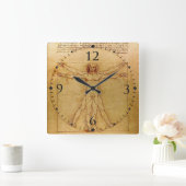 Vitruvian Man By Leonardo Da Vinci Quadratische Wanduhr (Zuhause)