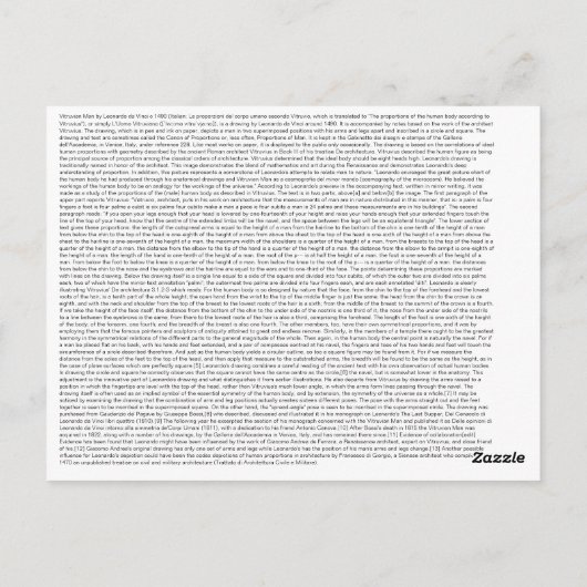 Vitruvian Man, c 1490, Leonardo da Vinci Postcard Postkarte (Rückseite)