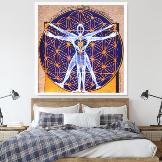 Vitruvian Man, Flower of Life, Squaring Circle Leinwanddruck (Insitu (Schlafzimmer))