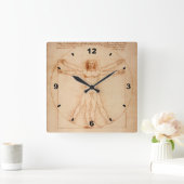 Vitruvian Man ~ Leonardo da Vinci ` 1490 ` Venice Quadratische Wanduhr (Zuhause)