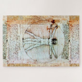 VITRUVIAN MAN Leonardo Da Vinci Antique Parchment  Puzzle (Horizontal)