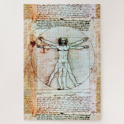 VITRUVIAN MAN Leonardo Da Vinci Antique Parchment  Puzzle (Vertikal)