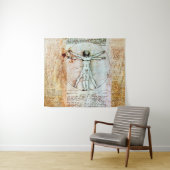 VITRUVIAN MAN Leonardo Da Vinci Antique-Parchment Wandteppich (Beispiel (Horizontal))