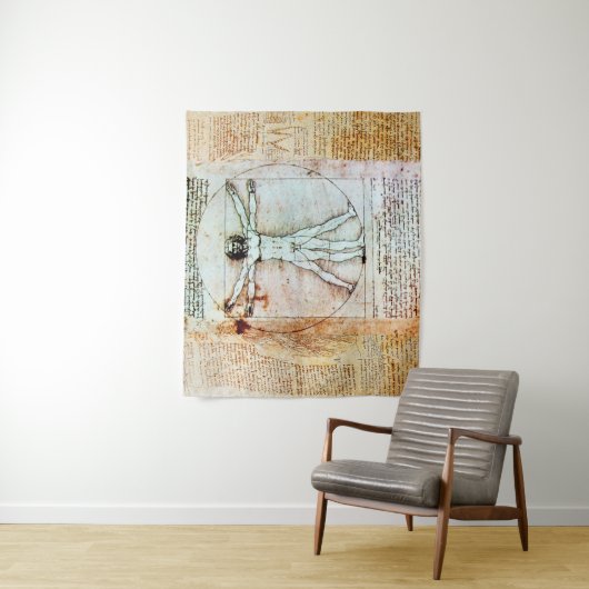 VITRUVIAN MAN Leonardo Da Vinci Antique-Parchment Wandteppich (Beispiel)