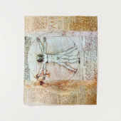 VITRUVIAN MAN Leonardo Da Vinci Antique-Parchment Wandteppich (Vorderseite)