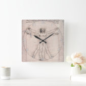 Vitruvian Man, Leonardo da Vinci Quadratische Wanduhr (Zuhause)