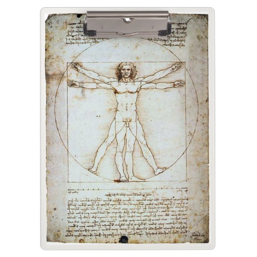 Vitruvian Man, Leonardo da Vinci, um 1490. Clip Klemmbrett (Vorderseite)