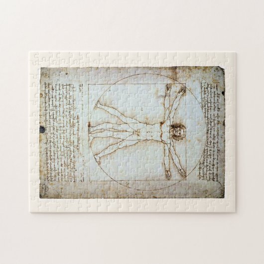 Vitruvian Man, Leonardo da Vinci, um 1490. Puzzle (Horizontal)