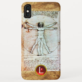 VITRUVIAN MAN, Monogram Red Ruby, Brown Case-Mate iPhone Hülle