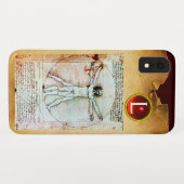 VITRUVIAN MAN Perchment Red Ruby Monogram Case-Mate iPhone Hülle (Rückseite (Horizontal))