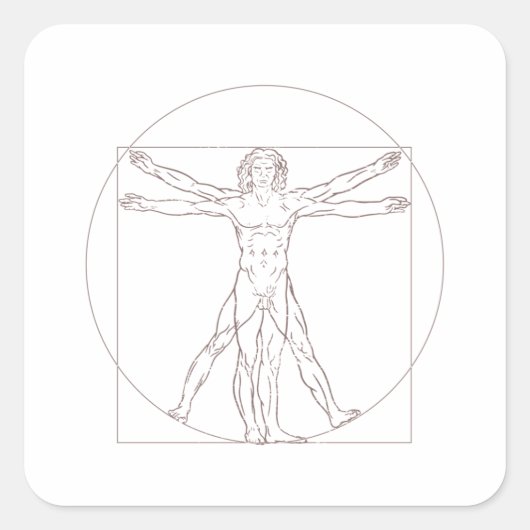 Vitruvian Man Quadratischer Aufkleber (Vorderseite)