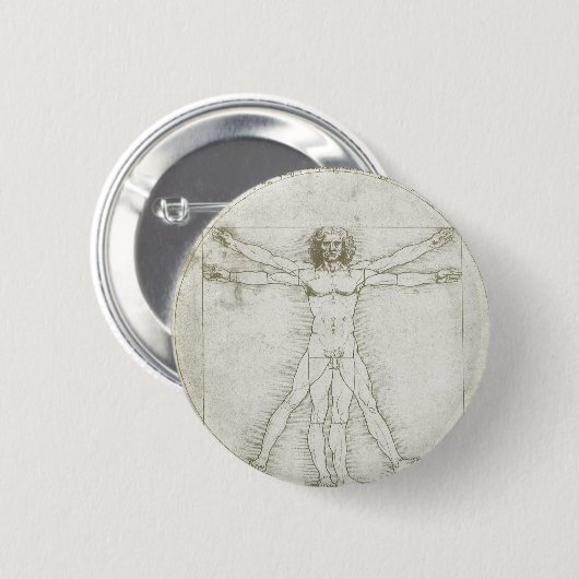 Vitruvian Man von Leonardo da Vinci Button (Vorne & Hinten)