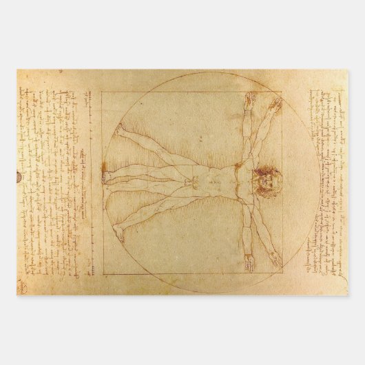 Vitruvian Man von Leonardo Da Vinci Geschenkpapier Set (Vorderseite 3)