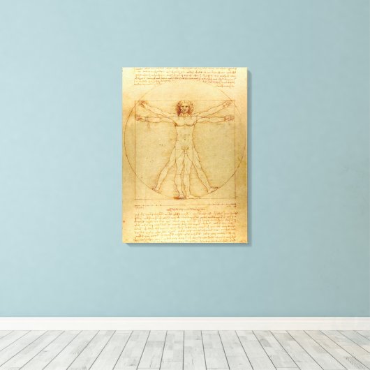 Vitruvian Man von Leonardo Da Vinci Leinwanddruck (Insitu (Holzboden))