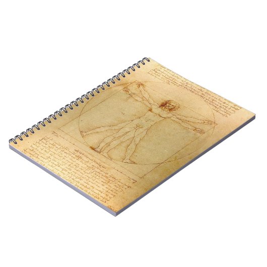 Vitruvian Man von Leonardo Da Vinci Notizblock (Linke Seite)