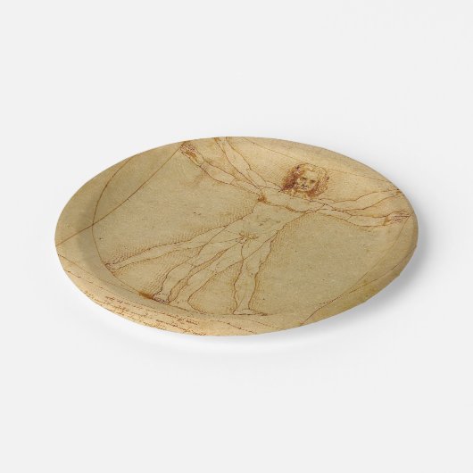 Vitruvian Man von Leonardo Da Vinci Pappteller (Schrägansicht)