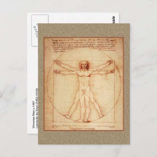 Vitruvian Man von Leonardo da Vinci Postkarte (Vorne/Hinten)