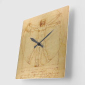 Vitruvian Man von Leonardo Da Vinci Quadratische Wanduhr (Winkel)