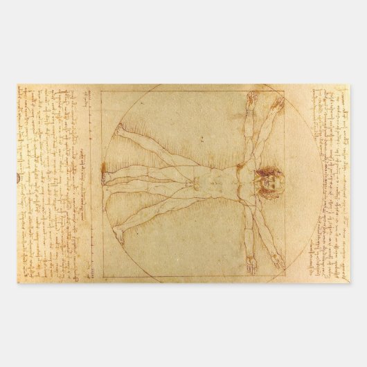 Vitruvian Man von Leonardo Da Vinci Rechteckiger Aufkleber (Vorderseite)