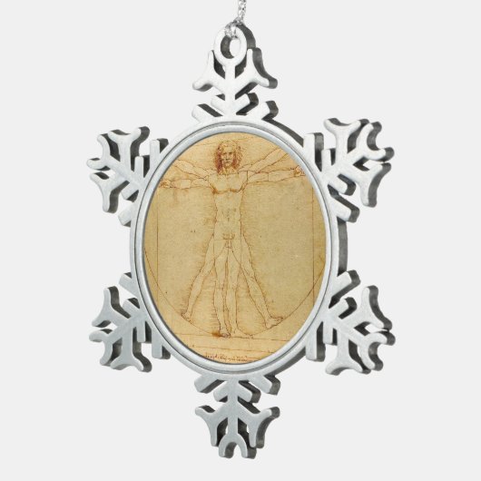 Vitruvian Man von Leonardo Da Vinci Schneeflocken Zinn-Ornament (Rechts)